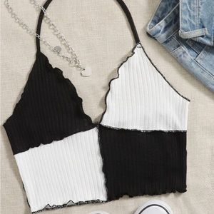Lettuce Trim Colorblock Halter Top